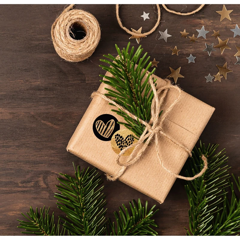 3 x 24 selbstklebende Sticker mit Weihnachtsmotiven - schwarz weiß gold