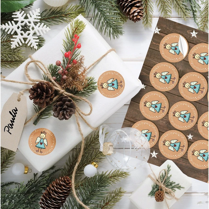 SET 3 x 24 Weihnachtsaufkleber Sticker Engel Schutzengel Frohe Weihnachten Etiketten 4 cm