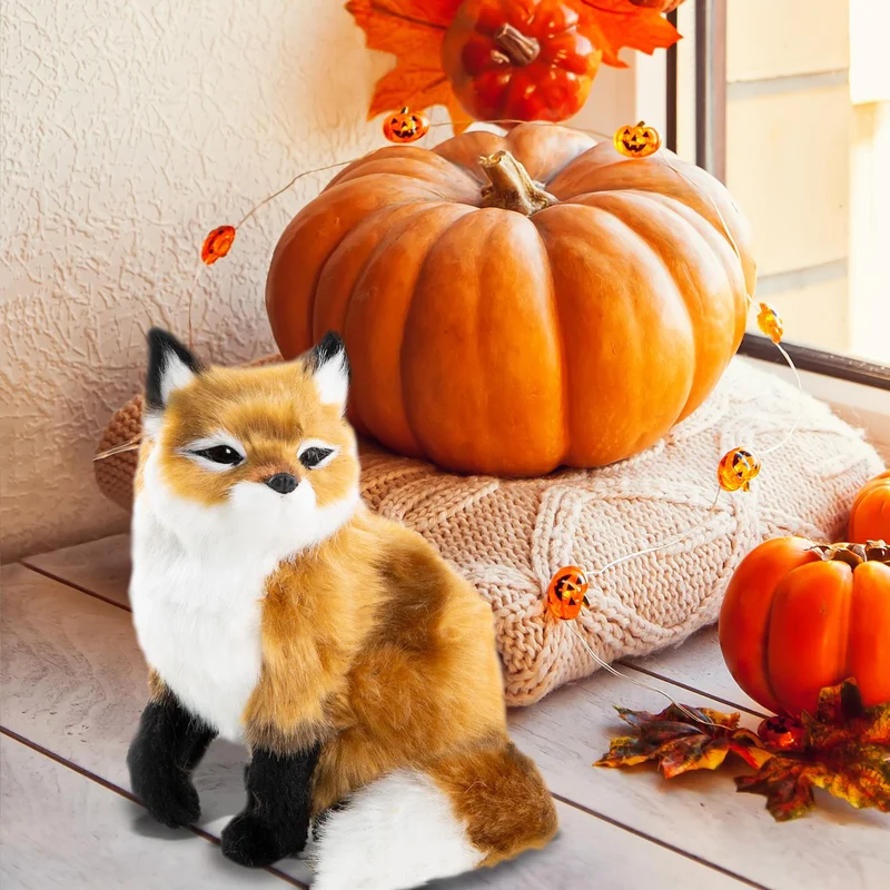 Fuchsfigur zum Hinstellen - braun weiß schwarz mit Kunstfell