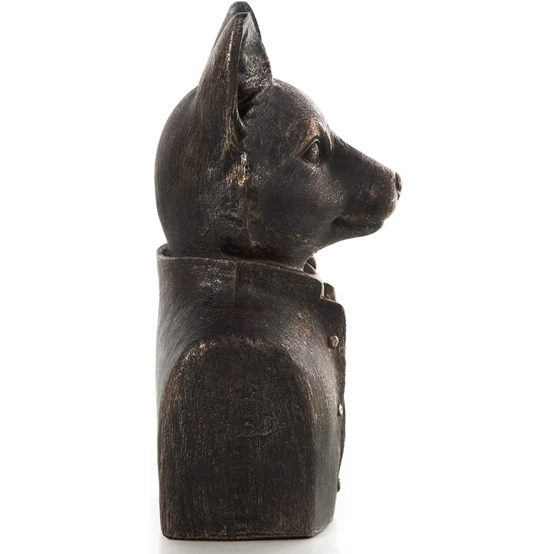 Fuchs Büste - Fuchskopf Figur 21 cm braun Vintage aus Kunststein