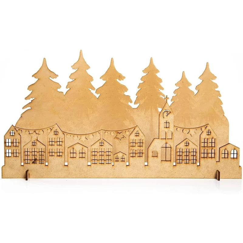 Großes Weihnachtsdeko Set - winterliche Deko Landschaft aus Holz