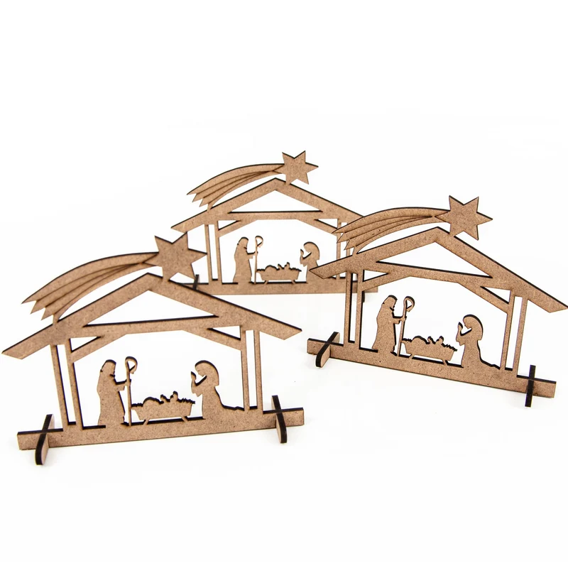 9 Krippen Miniaturen aus Holz - Tischkrippe kleine Krippenfiguren zum Verschenken
