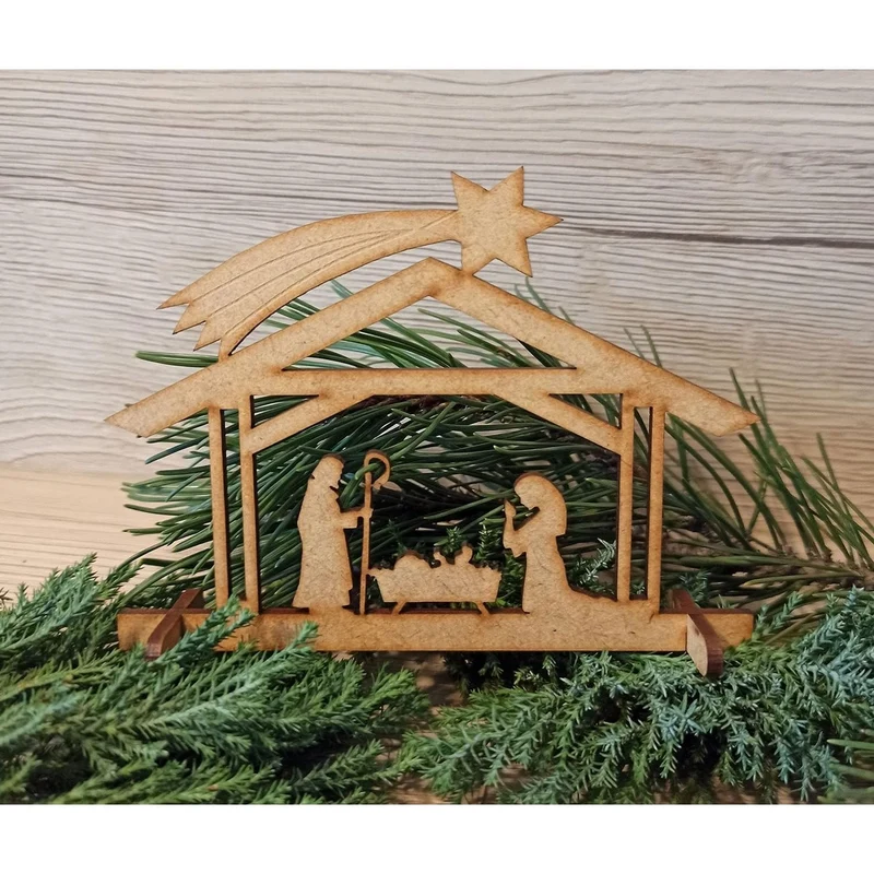 9 Krippen Miniaturen aus Holz - Tischkrippe kleine Krippenfiguren zum Verschenken