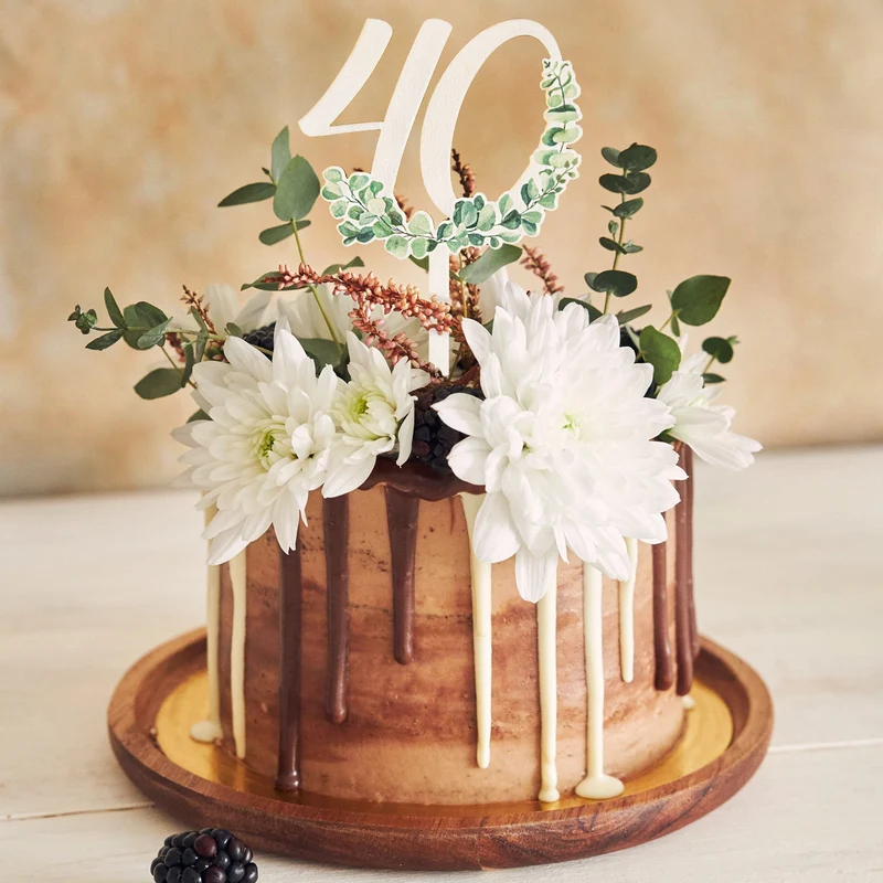 40. Geburtstag Cake Topper - Jubiläum Holzstecker 18 cm
