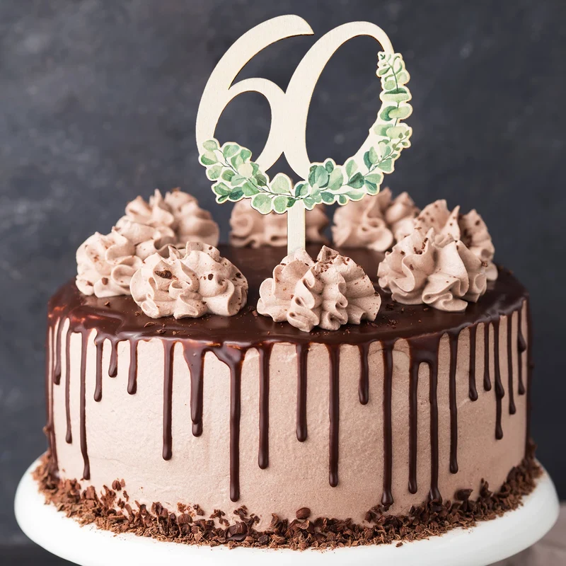 60. Geburtstag Cake Topper - Jubiläum Tortendeko 18 cm