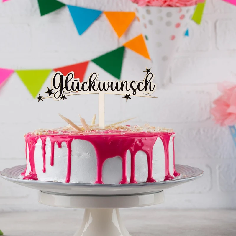 Glückwunsch Cake Topper Tortendeko Holzstecker