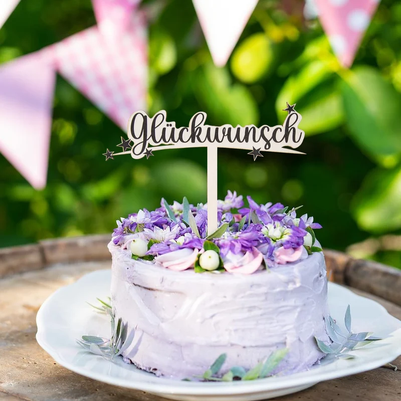 Glückwunsch Cake Topper Tortendeko Holzstecker