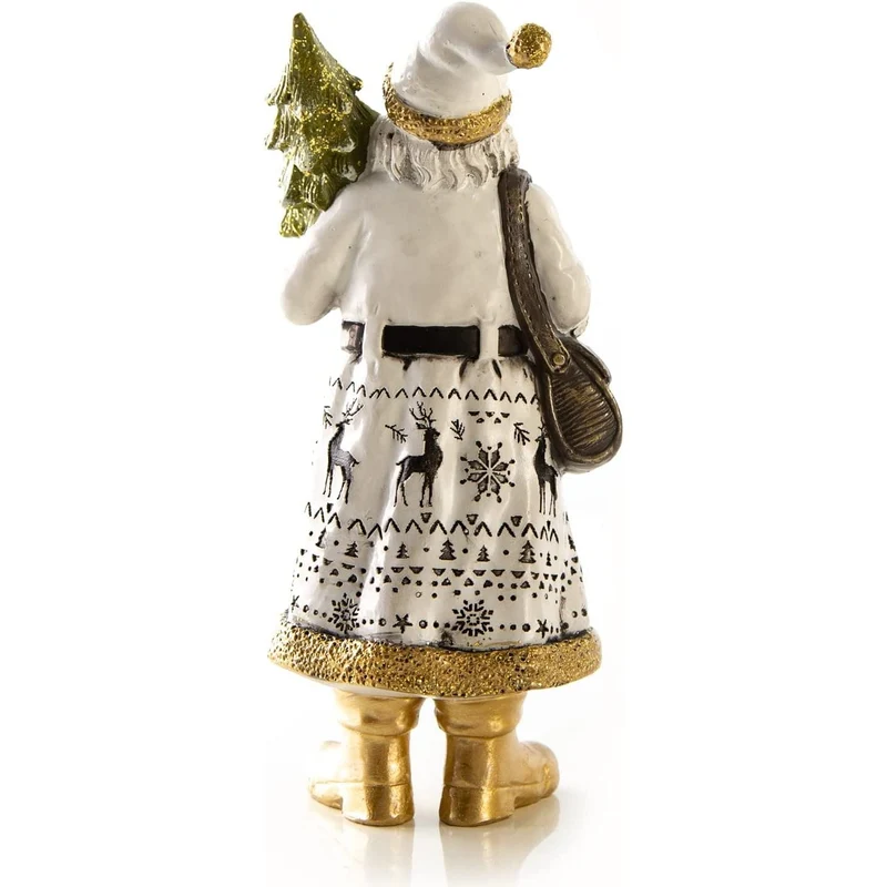 Edle Weihnachtsmann Figur weiß Gold grün - Santa Claus Nikolaus