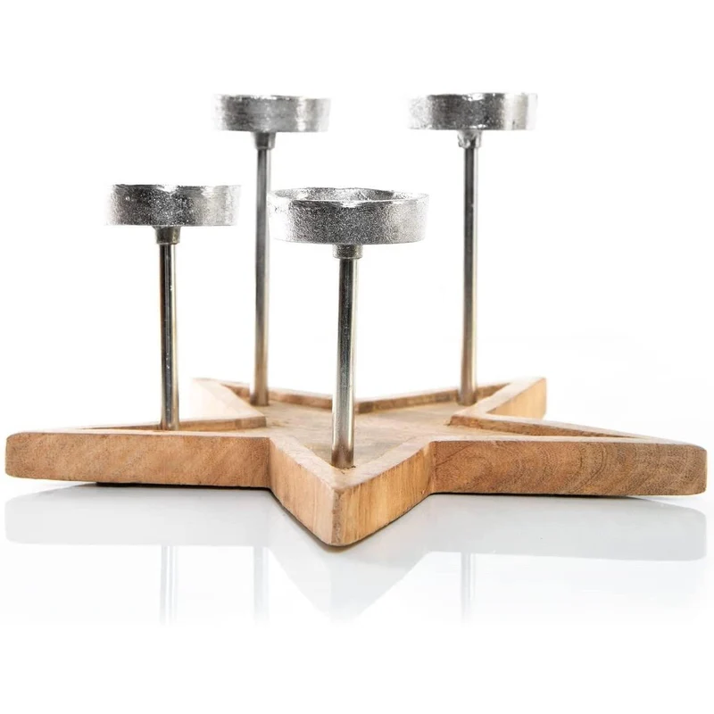 Kerzenhalter Gestell für 4 Kerzen - aus Holz & Metall
