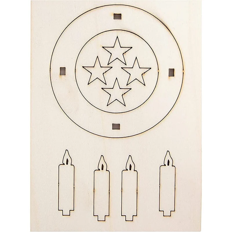 3 Weihnachtskarten Klappkarten mit Umschlag – beige-silber mit Mini-Adventskranz aus Holz