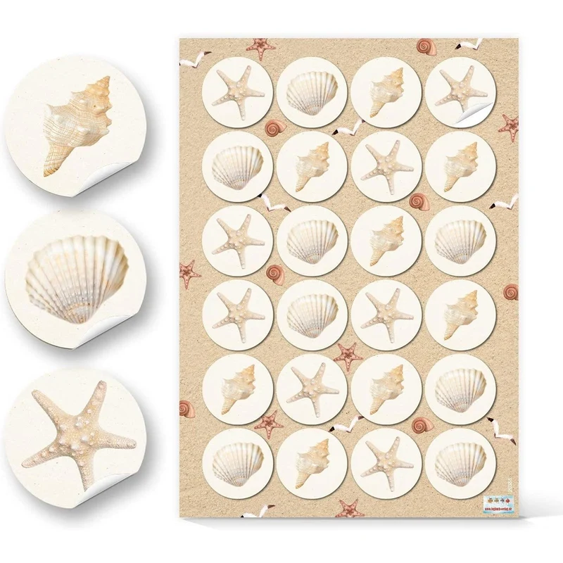 Maritimes Sticker Set - 72 Aufkleber ohne Text Anker + Muscheln