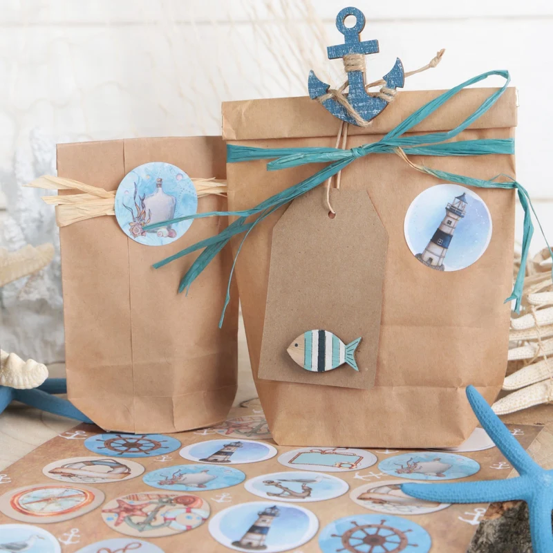2 x 24 selbstklebende Sticker - 24 Muscheln + 24 maritime Motive