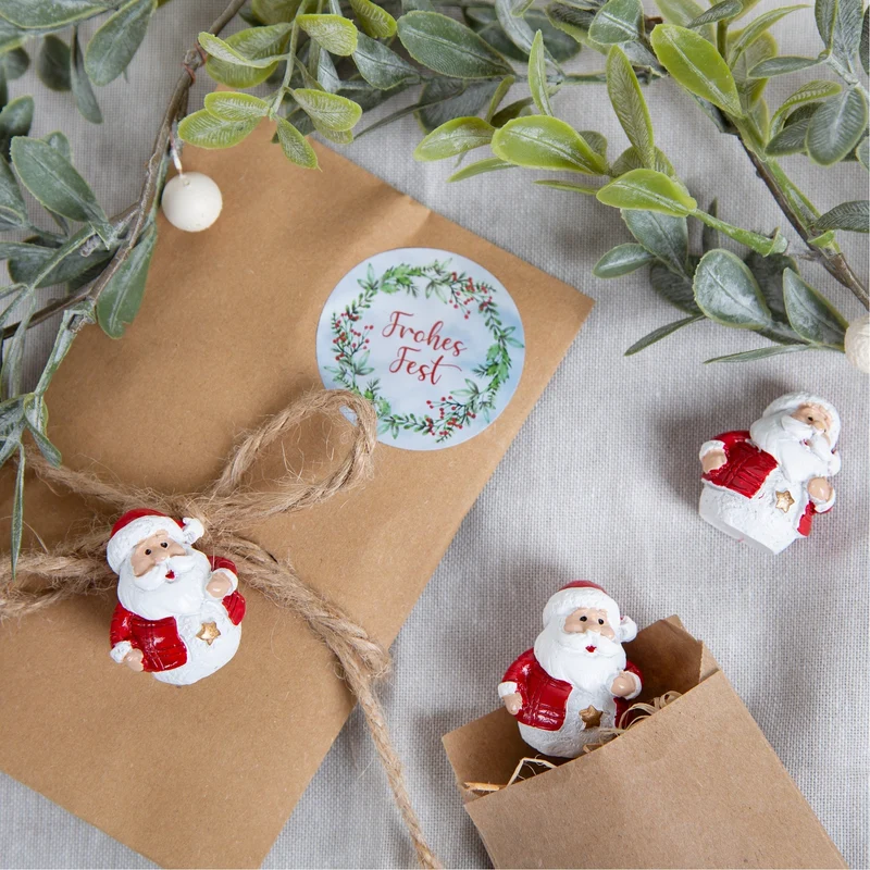12 kleine Weihnachtsmann Figuren Nikolaus Deko rot weiß Weihnachten