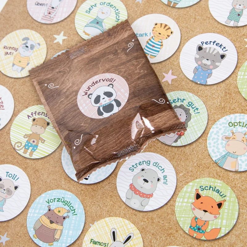 Logbuch-Verlag 96 kleine Belohnungsaufkleber für Schule Kindergarten Unterricht - Lob Belobigung Motivationsaufkleber für Kinder Ø 3,2 cm bunte Tiere