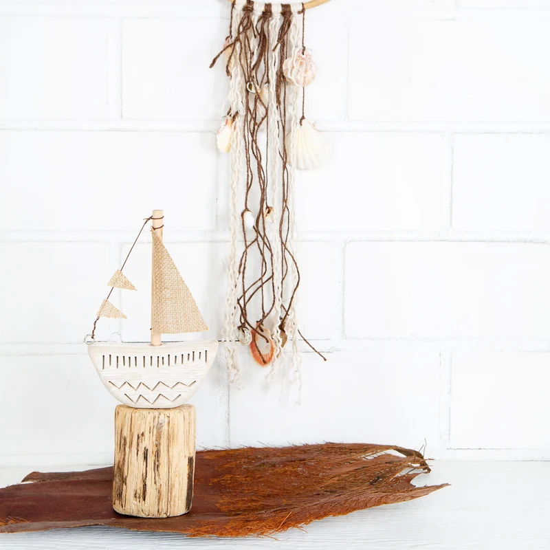 Dekokranz maritim aus Holz & Muscheln Mobile 25 x 58 cm