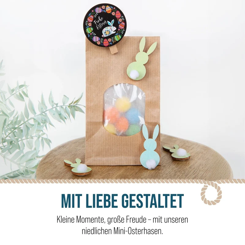 12 Mini Osterhasen zum Kleben aus Holz grün türkis 4 cm