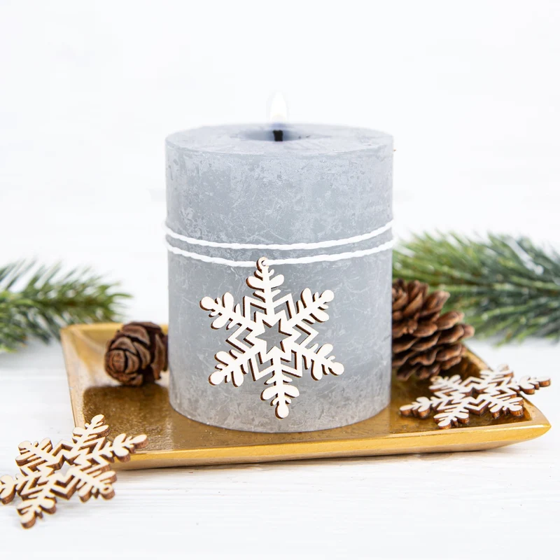 8 Holz Schneeflocken weiß Ø4cm Streudeko Eiskristalle Winter