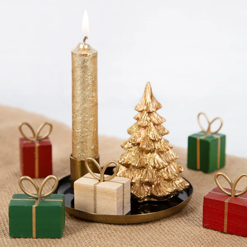 3 Weihnachten Deko Bäume schwarz gold glitzernd 8,5-18 cm