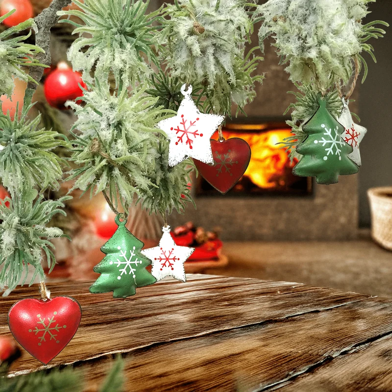 18 Weihnachtsbaumanhänger Vintage Herz Stern Baum Blech 4 cm