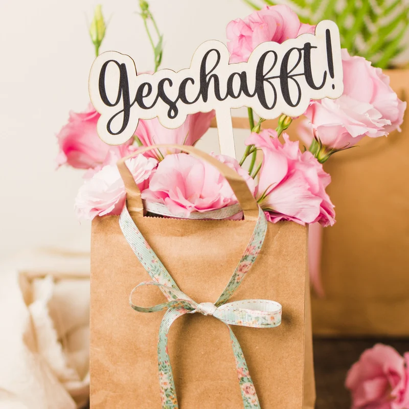 Geschafft Cake Topper Prüfung bestanden Schulabschluss Tortendeko