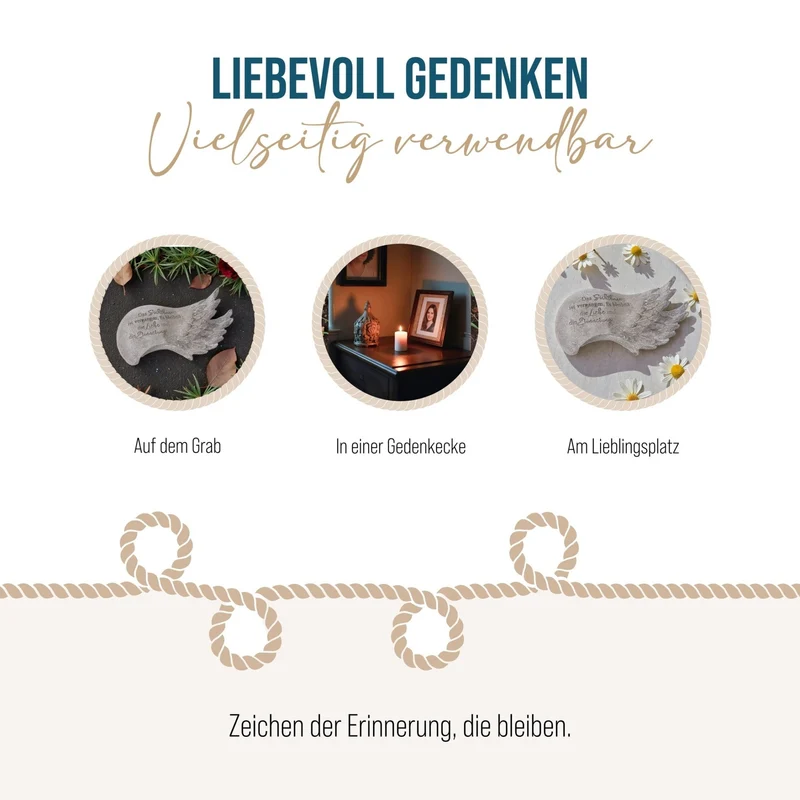 Engelsflügel Grabschmuck 19,5 x 10,5 x 6,5 cm frostfest Natur beige