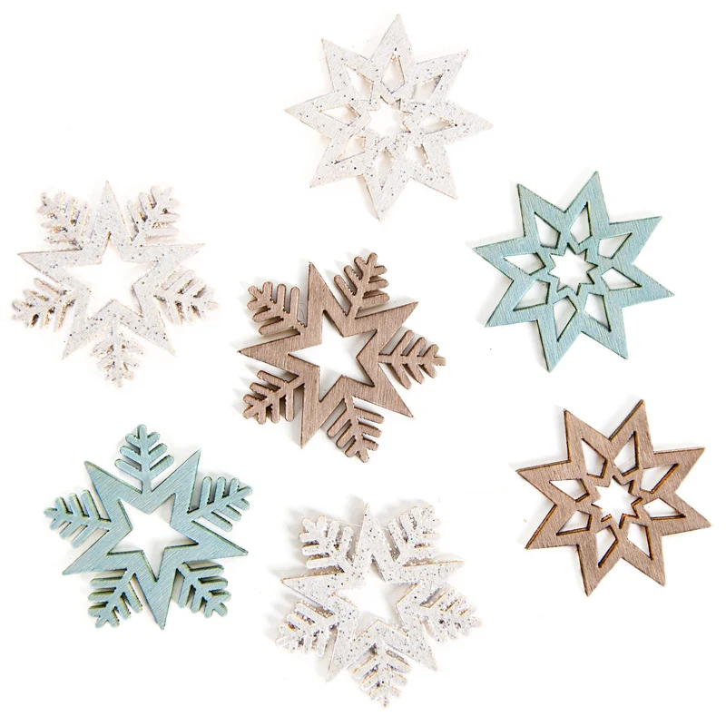 72 TLG. Schneeflocken Sterne Streudeko Set türkis braun weiß 4 cm