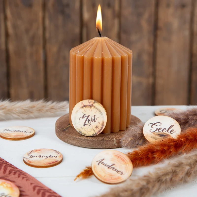 24 Glückssteine Holz Taler Wörter Positive Gedanken Ø 4 cm