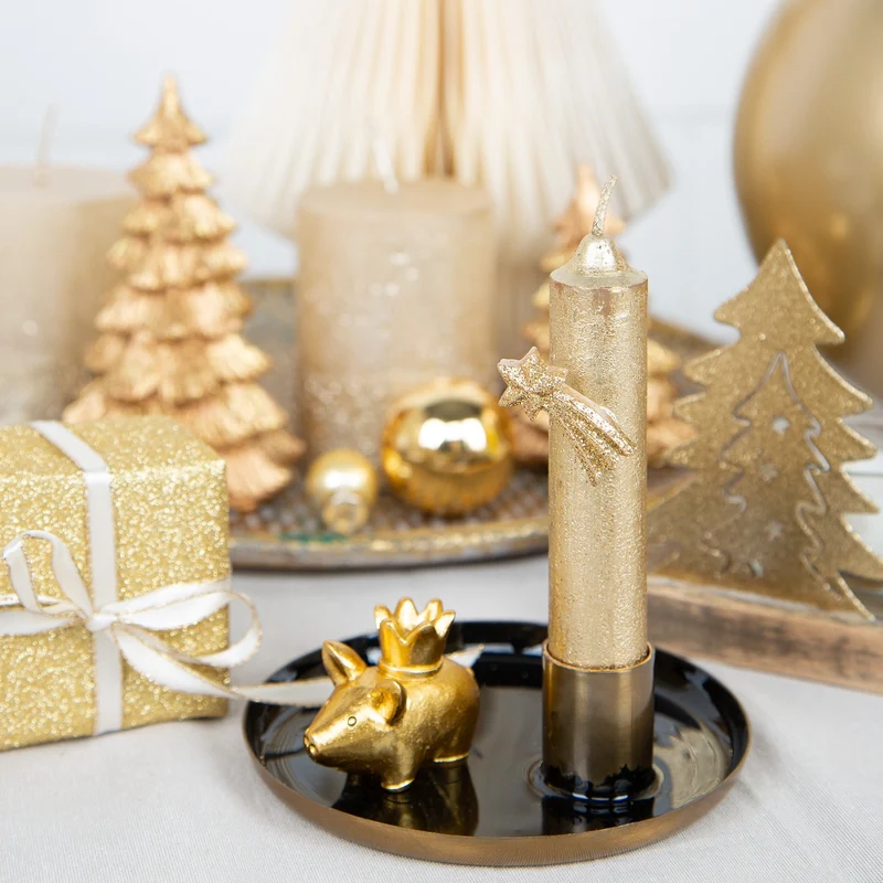 10 Mini Sternschnuppen mit Klebepunkt Gold glitzernd 3 cm