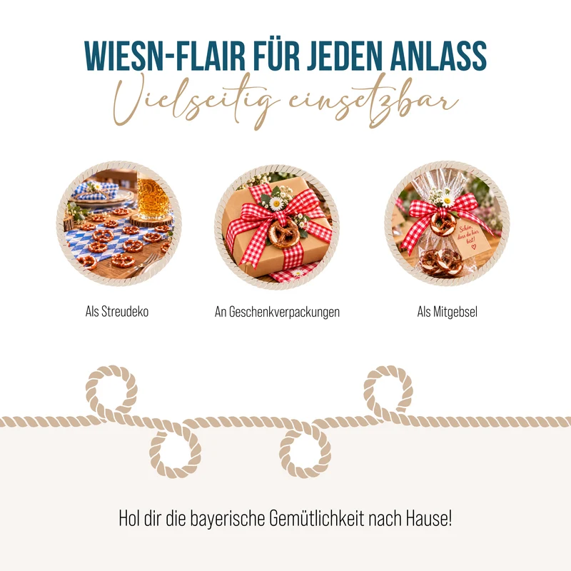 24 kleine Brezeln bayerische Deko Oktoberfest Tischdekoration 3,5 cm