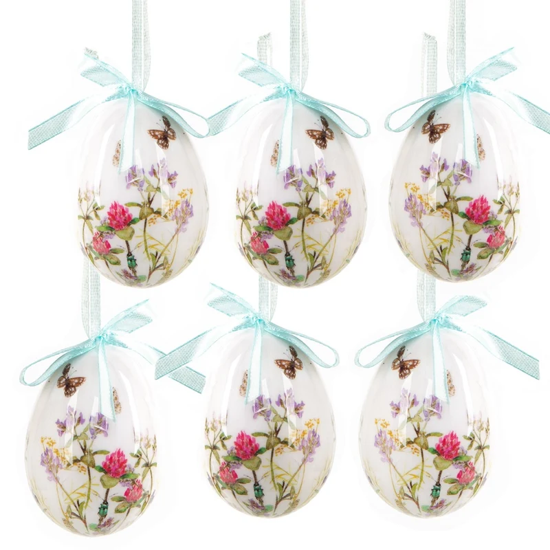 Logbuch-Verlag 6 Ostereier zum Aufhängen bunt floral Ostern Frühling Deko Osterschmuck hängend 7 cm