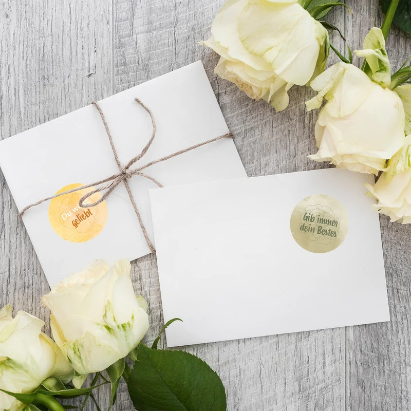 96 Geschenkaufkleber Sprüche - positives Mindset Liebe Freundschaft 4 cm