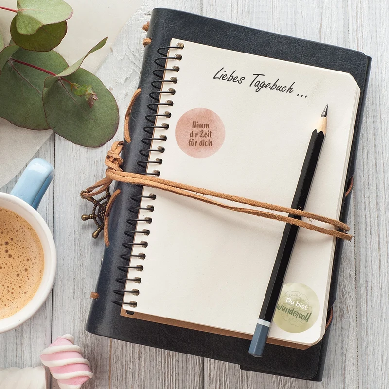 96 Geschenkaufkleber Sprüche - positives Mindset Liebe Freundschaft 4 cm
