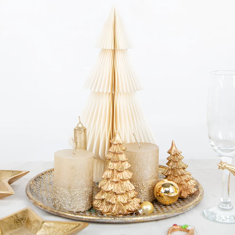 Papier Weihnachtsbaum weiß creme Weihnachtsdekoration 30 x 15 cm