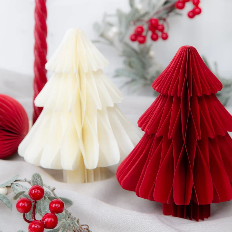 Roter Weihnachtsbaum aus Papier - Honeycomb Weihnachtsdeko 14 x 18 cm