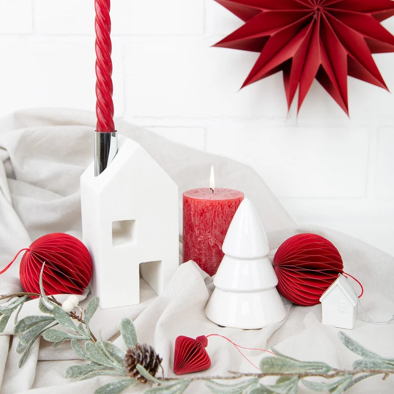Kerzenständer aus Beton weiß Silber Geschenkset Weihnachten 12-18 cm