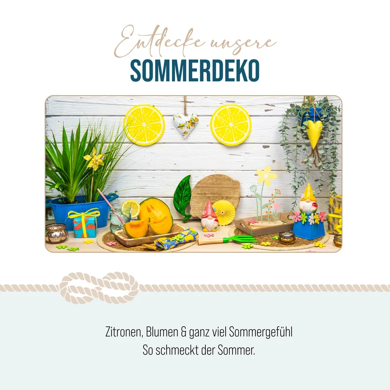Holztablett Zitrone 23x15 cm – Serviertablett aus Holz mit sommerlichem Zitronen-Motiv, Deko-Tablett Natur-gelb-weiß für Küche, Balkon, Frühstück – Logbuch-Verlag