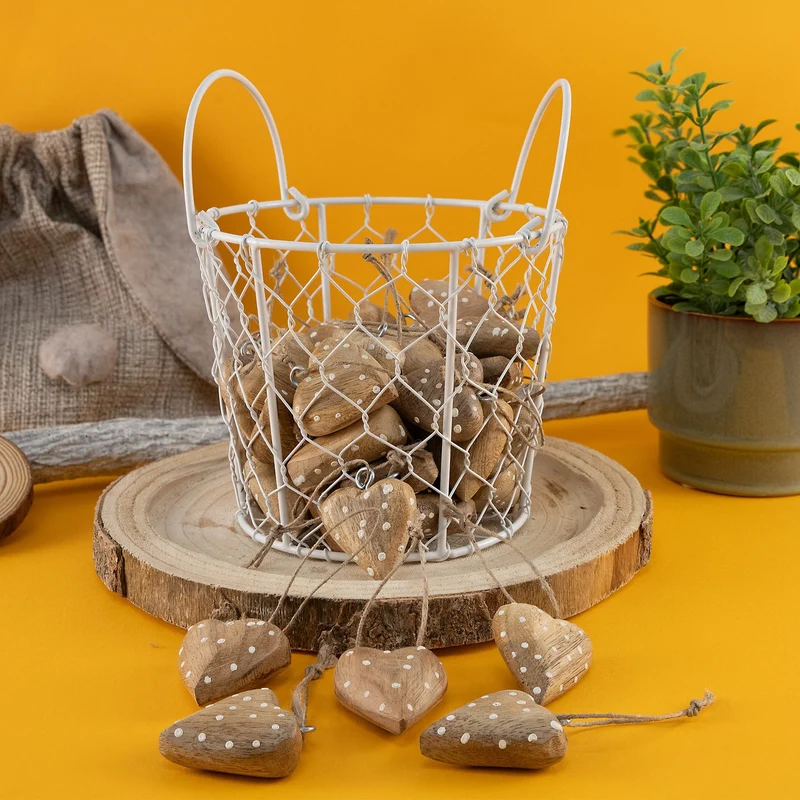 Logbuch-Verlag 10 kleine Holzherzen Ostern Frühling Deko Herzen zum Aufhängen braun weiß Give-Away Hochzeit Muttertag 4 cm