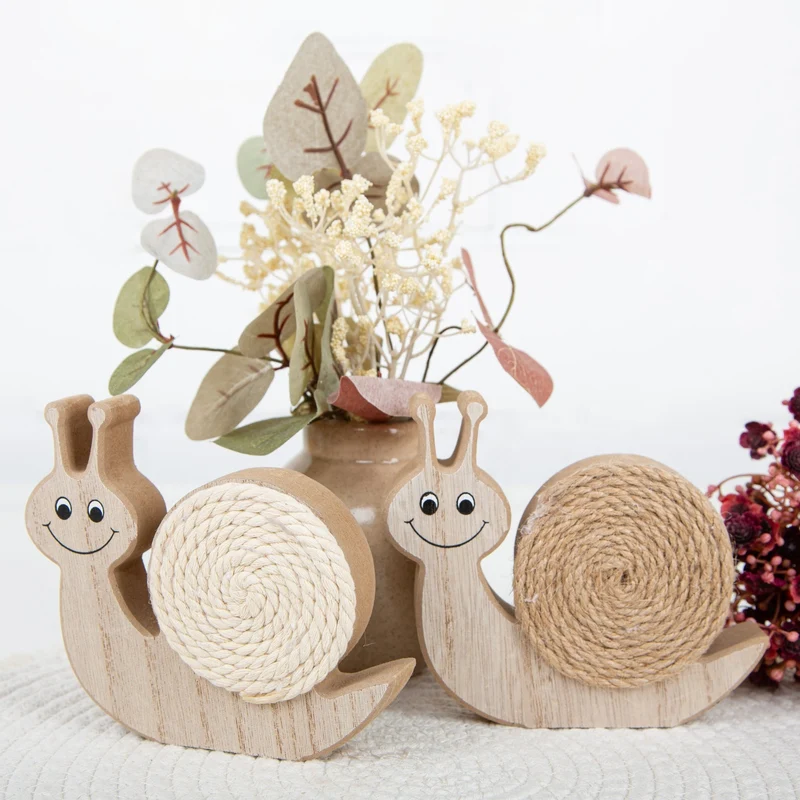 2 Deko Schnecken Figuren aus Holz Natur braun 12 x 13 cm Frühling Sommer