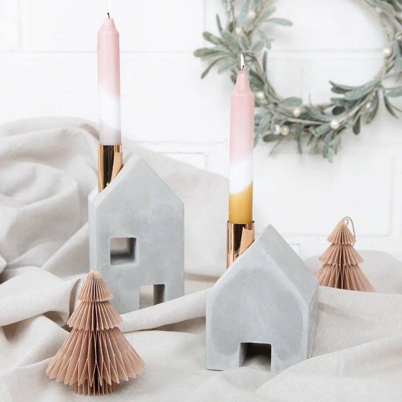 6 altrosa Weihnachtsbaumanhänger Tannenbaum aus Papier 7,5 cm