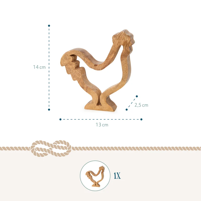 Holzhuhn Osterdekoration zum Hinstellen braun Natur 13 x 14 cm