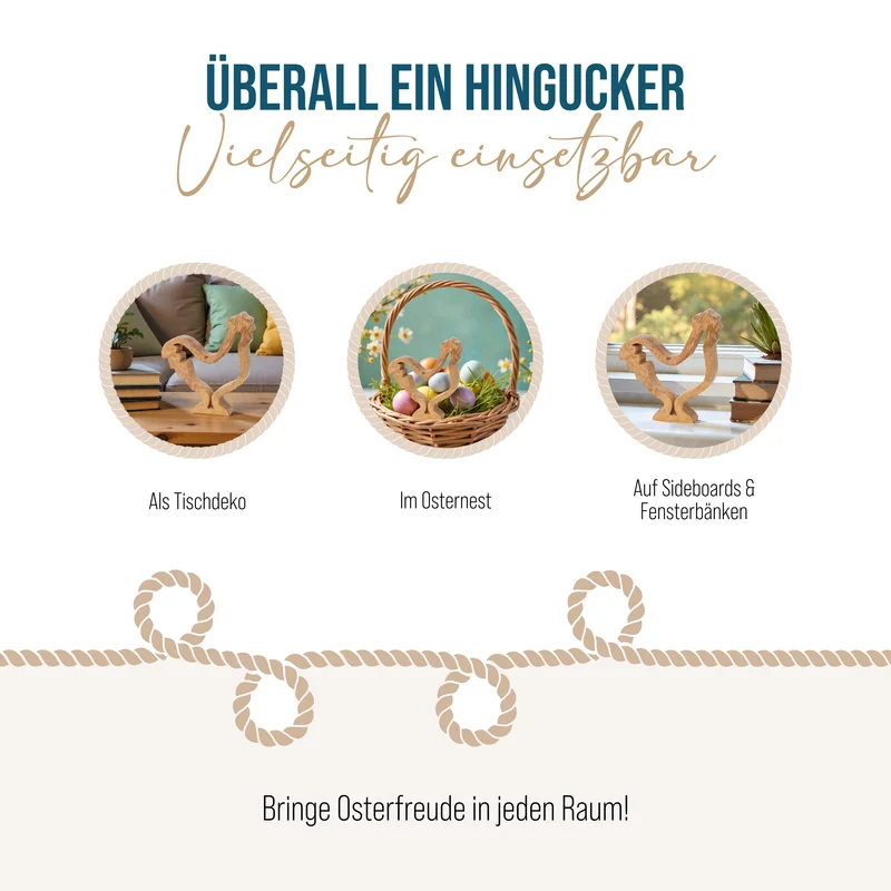 Holzhuhn Osterdekoration zum Hinstellen braun Natur 13 x 14 cm