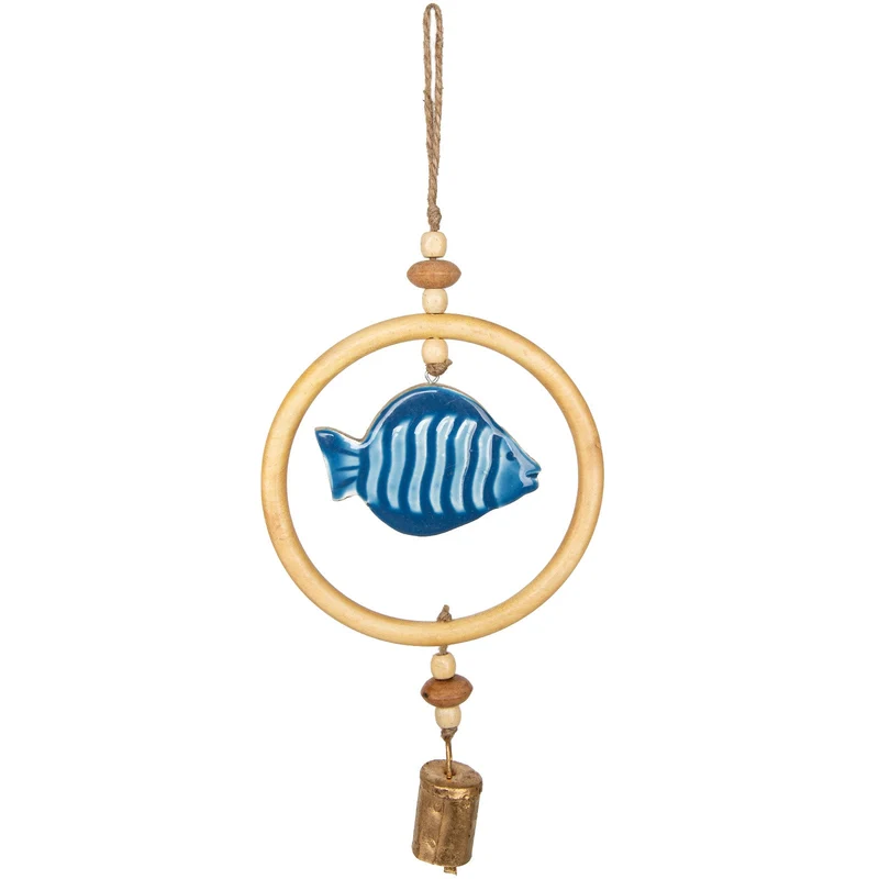 Logbuch-Verlag 3-TLG. Deko Set maritim blau braun Sommerdeko Fisch Seestern Seepferdchen Fischernetz Dekoration mit Schnur 38 cm