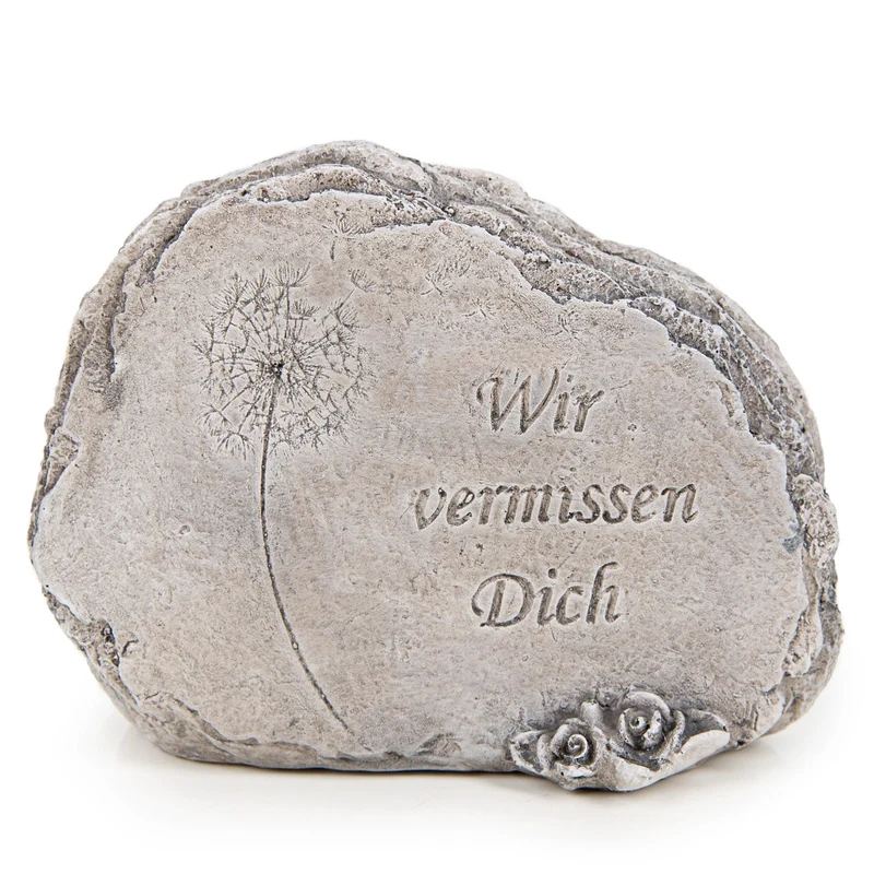 Gedenkstein als Grabschmuck 10 x 14 cm grau "Wir vermissen dich"