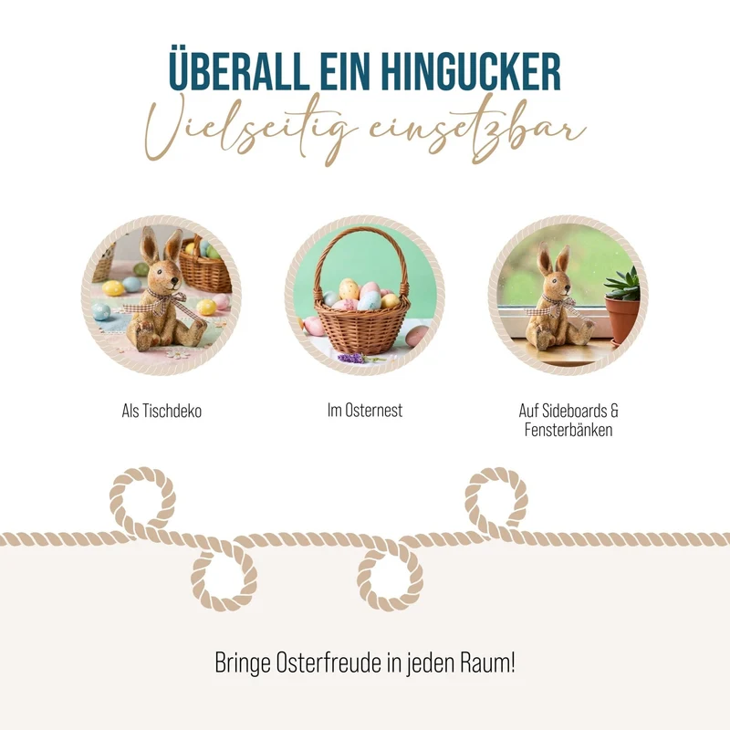 Logbuch-Verlag Keramik Hase zum Hinstellen Osterhase Figur braun Creme Osterdekoration Geschenk zu Ostern 16 cm