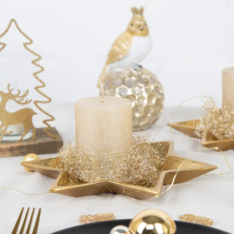 2 goldfarbene Sterne Dekoschalen aus Metall Schale Schlüsselablage Deko Teller gold Weihnachtsdeko 21 x 21 cm