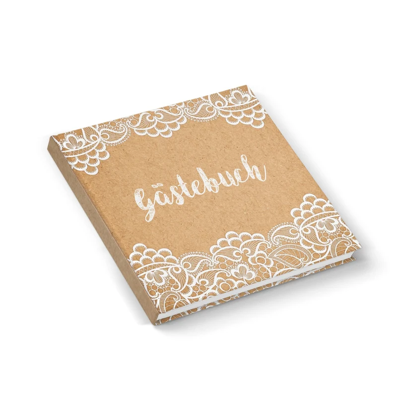 Gästebuch Kraftpapier-Optik braun weiß leeres Buch Hardcover 21 x 21 cm