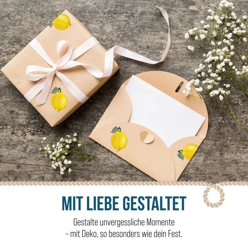 200 Zitronen Deko Sticker selbstklebend gelb grün zum Beschriften 5 cm