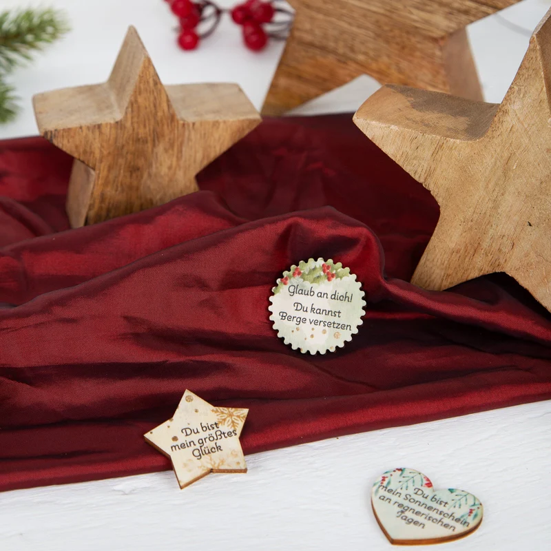 24 Glücksbringer mit Sprüche - Adventskalender Weihnachten aus Holz