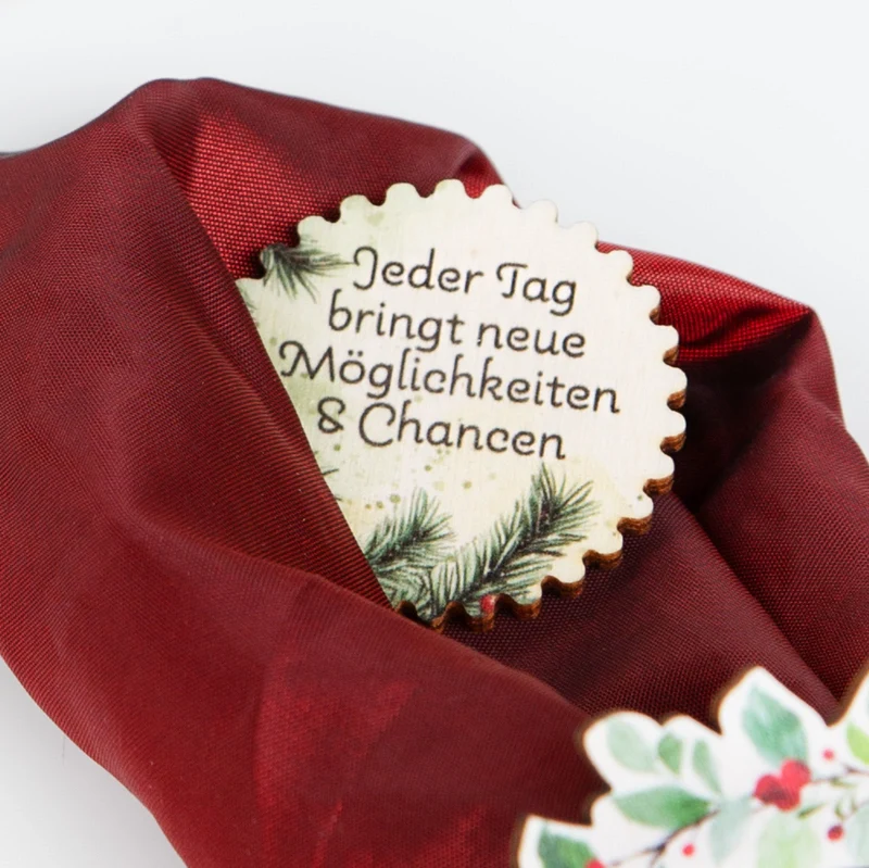 24 Glücksbringer mit Sprüche - Adventskalender Weihnachten aus Holz
