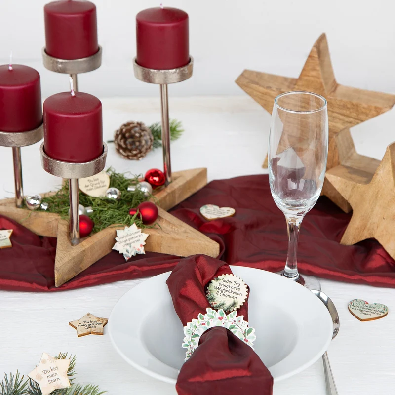 24 Glücksbringer mit Sprüche - Adventskalender Weihnachten aus Holz